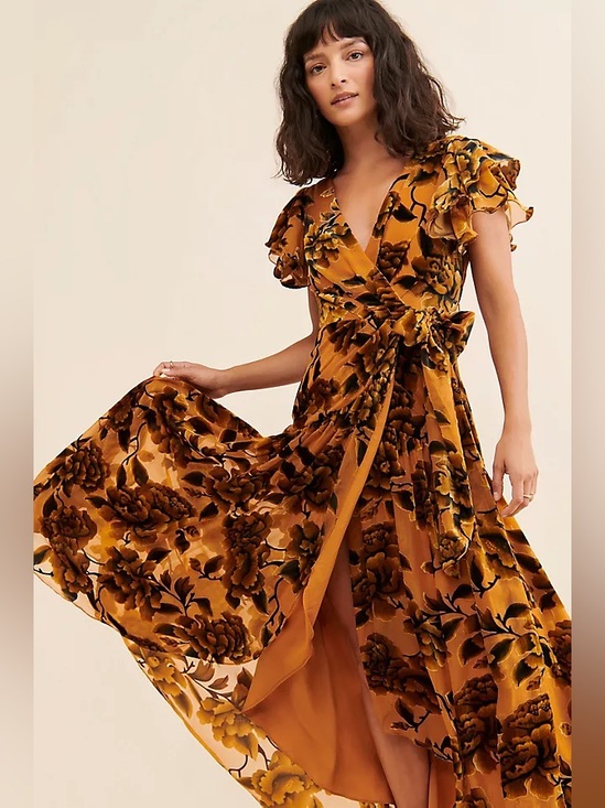 Anthropologie Dresses & Skirts - Anthropologie Hutch Velvet Boho Maxi Dress Burnout Floral